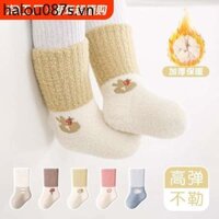Tất Sơ Sinh Cho Bé Mùa Thu Đông Phong Cách Plus Nhung Dày Tháng Mười Ấm Áp Tất Cho Bé Không Xương Trẻ Em Giữa Ống Tất