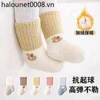 Tất Sơ Sinh Cho Bé Mùa Thu Đông Phong Cách Plus Nhung Dày Tháng Mười Ấm Áp Tất Cho Bé Không Xương Trẻ Em Giữa Ống Tất