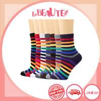 Tất Thời Trang Hàn Quốc K-Socks Cầu Vồng Sọc Tất Giữa Bắp Chân Cao 4 Màu
