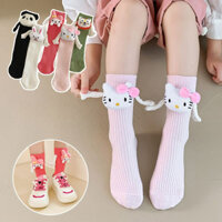 Tất Trẻ Em Mùa Xuân Thu Cotton Nguyên Chất Vớ kitty Mèo Búp Bê Tất ins Hợp Thời Trang Bé Trai Bé Gái Giữa Ống Tất