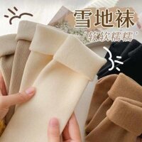 Tất Tuyết Nữ Thu Đông Giữa Ống Tất Lông Cừu Lót Dày Ấm Vớ Ngủ Sàn Vớ Mùa Đông Nữ