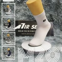 Tất Vơ nam cổ trung Cotton M201 kháng khuẩn khử mùi. Trắng, Đen, Xanh đen, Xám - Trắng - Free Size