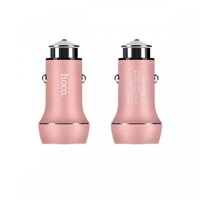 Tẩu, Cục Sạc Trên Xe Ô Tô  Hoco Z7  Tặng kèm 01 Cáp Sạc RC-0134M-Micro - Hàng Chính Hãng - Hồng