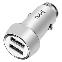 Tẩu, Cục Sạc Trên Xe Ô Tô  Hoco Z7  Tặng kèm 01 Cáp Sạc RC-0134M-Micro - Hàng Chính Hãng - Bạc
