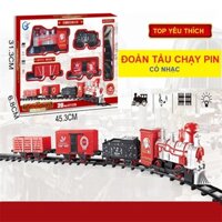 Tàu hỏa xe lửa chạy trên đường ray đồ chơi chạy pin bằng nhựa cho bé có hộp đẹp, quà tặng sinh nhật