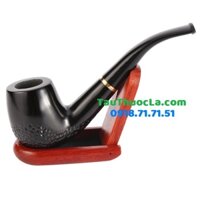 Tẩu hút thuốc lá sợi mun đen khắc MUD-510H cán cong