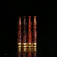 Tẩu lọc thuốc gỗ có đầu lọc A83 - Creative novelty red sticks round tail wood cigarette holder accessories copper head pull rod 8mm filter pipe mouth