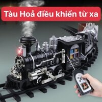 Tàu Lửa Điều Khiển Từ Xa Nhả Hơi Nước, Đồ Chơi Tàu Hỏa Chạy Trên Đường Ray, Quà Tặng Sinh Nhật Dành Cho Bé