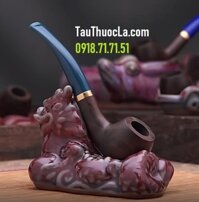 Tẩu pipe mini gỗ mun MU-1921 cối nhỏ 3 in 1 hút cả thuốc lá sợi, điếu lớn & nhỏ