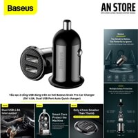 Tẩu sạc 2 cổng USB dùng trên xe hơi Baseus Grain Pro Car Charger (5V/ 4.8A, Dual USB Port Auto Quick charger)