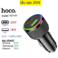 Tẩu sạc 20W (Type C + USB) Hoco NZ14a sạc nhanh cho điện thoại Samsung/ iP/ Xiaomi
