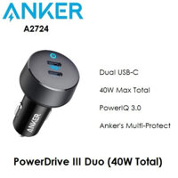 Tẩu Sạc Anker 40W (20W + 20W) US LikeNew (Không Hộp)