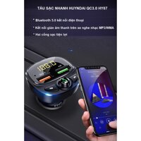 Tẩu sạc bluetooth, nghe nhạc mp3 cho ô tô hai cổng sạc nhanh QC 3.0  kết nối nghe nhạc đa phương tiện HUYNDAI HY-87