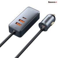 Tẩu sạc cho xe hơi Baseus Share Together PPS multi-port Fast charging car charger with extension cord 120W 3U+1C Gray