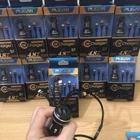 Tẩu sạc kèm bộ dây sạc 3 đầu chia.