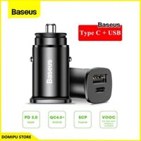 Tẩu sạc nhanh 2 cổng USB + Type-C Baseus 30W dùng trong xe ô tô (PD3.0 / QC4.0+ / SCP / QC3.0 / AFC)