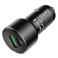 Tẩu sạc nhanh 20W trên xe hơi ô tô HOCO Z42 PD QC 3.0 Dành cho điện thoại iPhone iP Samsung Oppo cốc củ cóc sạc oto  - Hàng chính hãng - Đen