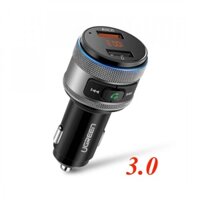 Tẩu sạc nhanh + bộ phát FM + Bluetooth 4.2 cho xe hơi Ugreen 60283 QC 3.0 + FM + Bluetooth 4.2 Black Gray ED029