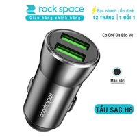 Tẩu sạc nhanh cho ô tô 2 cổng USB Rockspace H8 - Hàng chính hãng bảo hành 12 tháng lỗi  đổi 1