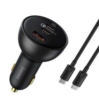 Tẩu Sạc Nhanh Công Suất Cao Baseus Multi Port Car Fast Charger 160W (USB + Dual Type C Port, Tặng Kèm Cáp C to C 100W, Quick Charge™ 5.0)