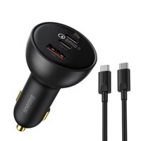 Tẩu Sạc Nhanh Công Suất Cao Baseus Multi Port Car Fast Charger 160W (USB + Dual Type C Port, Kèm Cáp C to C 100W, Quick Charge 5.0)