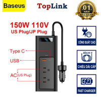 Tẩu Sạc Nhanh Đa Năng Trên Ô Tô Baseus Car Inverter 12V, DC 110V - 220v, 150W Phù Hợp Với Mọi Loại Xe Hơi - Hàng Chính Hãng - 110V USJP - Đen