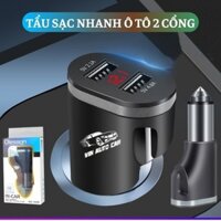 Tẩu sạc Nhanh Ô Tô 2 Cổng USB 5V/4.8A Sạc Điện Thoại Camera Hành trình Quạt Xe 12v và 24v T02