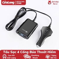 Tẩu Sạc Nhanh Ôtô QC3.0 18W Búa Thoát Hiểm phá cửa kính khẩn cấp đa năng sạc trên xe hơi xe tải 4 cổng sạc, đầu cắm cục sạc ô tô