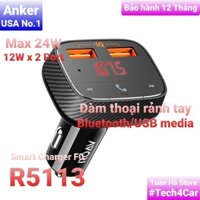 Tẩu sạc nhanh xe hơi Bluetooth Anker Smart Charge F0 - R5113 24W nghe gọi chơi nhạc Tuấn Hà Store