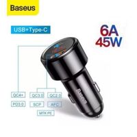 Tẩu sạc ô tô 45w chính hãng Baseus QC 3.0 cho Iphone, Samsung, android - 005048