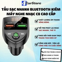 Tẩu sạc ô tô Bluetooth C8 cao cấp | Kiêm máy nghe nhạc Mp3, 1 cổng sạc nhanh USB QC 3.0 và khe cắm thẻ nhớ