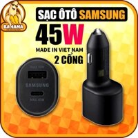 Tẩu Sạc Ô TÔ, Xe Hơi Chính Hãng Samsung 45W Gồm 1 Tẩu Tròn 2 Cổng - Sạc Nhanh Gắn Xe Hơi Mini USB 3.0 Type-C PD 3.0