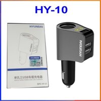 Tẩu Sạc ô tô, xe hơi Hyundai - Có Đèn Led Báo Điện Áp Ắc Quy - Đầu ra 3 cổng USB, 1 cổng tẩu tròn - sạc nhanh