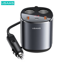 Tẩu sạc xe hơi USAMS US-CC151 C28 245W 2A+C  3 Ports + Dual Cigarette Lighters Digital Display Fast Car Charger grey ( CC151TC01 )
