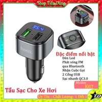 Tẩu Sạc Xe Ô tô Hoco E67 - Bộ phát sóng FM Bluetooth trên ô tô hoco E67 Fighter QC3.0 (Đen)