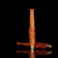 tẩu thuốc lá gỗ khắc thủ công A31 - Các vàng mới Nan khắc tay thuốc lá bằng gỗ có thể tháo rời thanh bằng đồng thanh lọc đôi ống