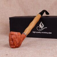 Tẩu thuốc lá sợi giả gỗ DH604 - The new bamboo resin gift box gift boutique filter old tobacco rod retro carved tobacco rod wholesale direct sales