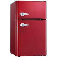 Tavata 3.2 Cu Compact Refrigerator Double Door Mini Fridge with Top Door Freezer,Small Drink Chiller for Home, Office,Dorm or RV Classic Red)