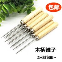 Tay Cầm Bằng Gỗ Awl Dụng Cụ Cầm Tay Giày Awl Sửa Chữa Giày Kim Đấm Awl Khắc Kim Thép Chống Mài Mòn Bầu