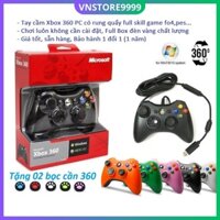 Tay cầm chơi game fifa online 4 xbox 360 full box rung mạnh có dây, skill xoay 360 all game pc, laptop