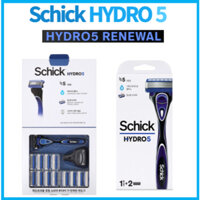 Tay cầm dao cạo cơ bản đa gói Schick Hydro 5 + 13 lưỡi + 1Cover / Tay cầm + 2 lưỡi dao cạo an toàn
