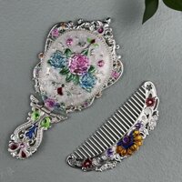 Tay cầm kính gấp công chúa Lược cầm tay Gương để bàn chải massage tiện lợi Lược mang theo giá trị cao cho trẻ em