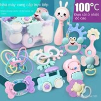 Tay cầm lắc năm tuổi, kẹo cao su cho trẻ sơ sinh, trẻ sơ sinh 0-1, đồ chơi có thể luộc, có thể cắn trẻ