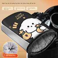 Tay cầm lái điện chống gió mùa đông găng tay xe máy cộng với tấm bảo vệ tay dày và nhung để giữ ấm,