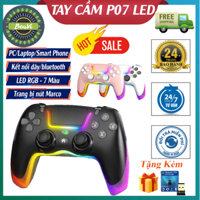 Tay cầm P07 trang bị LED RGB full màu - kết nối bluetooth - hỗ trợ PC/Laptop/Smart Phone - Tay cầm chơi game chính hãng