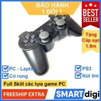 Tay cầm PS3 không dây loại tốt tặng kèm dây cáp sạc 1.8 mét - Tay cầm chơi game PC Laptop Máy PS3, chơi PES, FO4 tối ưu