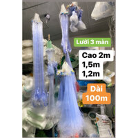 Tay dài 90/100m Lưới bắt cá 3 màn Cao 2m, 1,5m, 1,2m, 1m Lưới Thái Lan