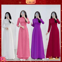 [TAY DÀI] Áo Dài Truyền Thống 2 Tà - Vải Lụa Mỹ, Tà Chữ A, Cổ V - Màu Đỏ, Trắng, Hồng Đỗ, Xanh Mint - Áo Dài Vân An