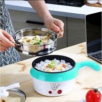 (Tay dài vĩ nhôm) Nồi Lẩu Mini Nồi Hấp 2 tầng Đa Năng Tay Dài