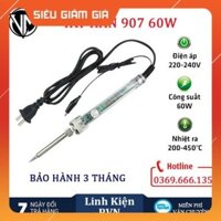 Tay hàn No.907 mỏ hàn nhiệt 907 điện áp 220V công suất 60W điều chỉnh nhiệt độ ( Bảo hành 3 Tháng )